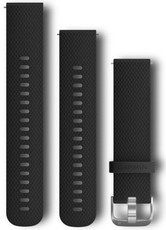 Garmin Quick Release band 20mm, silicone, zwart, zilveren gesp (Venu, Venu Sq, Venu 2 plus, etc.) + verlengd deel