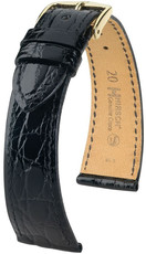 Zwart lederen band Hirsch Genuine Croco L 18920850-1 (Krokodillenleer)