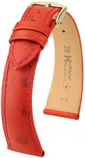 Rode leren riem Hirsch Massai Ostrich L 04262020-1 (Struisvogelleer) Hirsch Selection