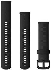 Garmin Quick Release band 20mm, silicone, zwart, zwarte gesp (Venu, Venu Sq, Venu 2 plus, etc.) + verlengd deel