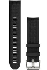 Garmin QuickFit band 22mm, siliconen, zwart, zilveren gesp (Fenix 7/6/5, Epix 2, MARQ, etc.)