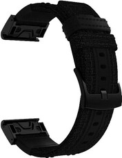 QuickFit band 26mm, nylon, zwart, zwarte gesp (Garmin Fenix 7X/6X/5X, Tactix, etc.)