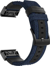 QuickFit band 26mm, nylon, blauw, zwarte gesp (Garmin Fenix 7X/6X/5X, Tactix, etc.)