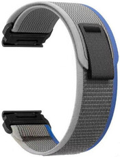 QuickFit band 26mm, nylon, grijsblauw, klittenband (Garmin Fenix 7X/6X/5X, Tactix, etc.)