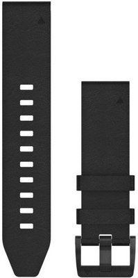 Garmin QuickFit band 22mm, leer, zwart, zwarte gesp (Fenix 7/6/5, Epix 2, etc.)