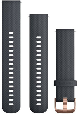 Garmin Quick Release band 20mm, silicone, grafietblauw, roségouden gesp (Venu, Venu Sq, Venu 2 plus, etc.) + verlengd deel