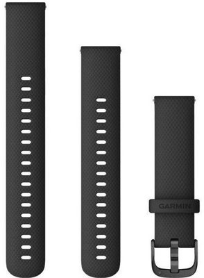 Garmin Quick Release 18mm riem, silicone, zwart, zwarte gesp (Venu 2S, Vívoactive 4S, Vívomove 3S) + verlenging