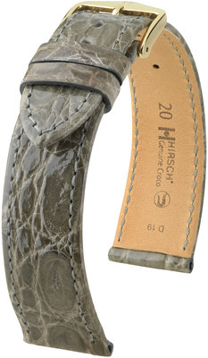 Grijze leren band Hirsch Genuine Croco L 18920830-1 (Krokodillenleer) Hirsch selectie