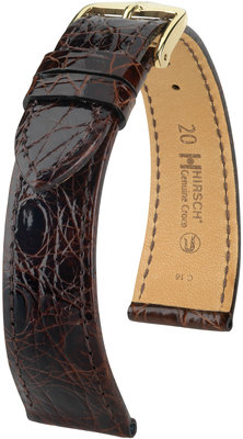 Donkerbruine leren band Hirsch Genuine Croco L 18920810-1 (Krokodillenleer)