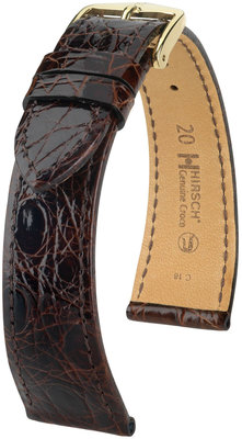 Donkerbruine leren riem Hirsch Genuine Croco M 18800810OE-1 (Krokodillenleer) Open End