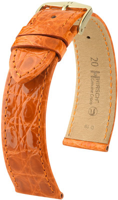 Donker oranje leren band Hirsch Genuine Croco L 18920876 (Krokodillenleer) Hirsch selectie