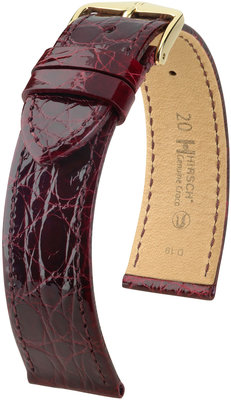 Burgundy leren band Hirsch Genuine Croco M 18900860-1 (Krokodillenleer) Hirsch selectie