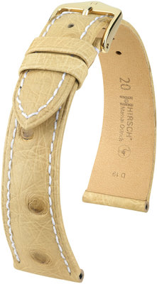 Beige lederen band Hirsch Massai Ostrich L 04362091-1 (Struisvogelleer) Hirsch selectie