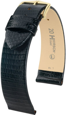 Zwart lederen band Hirsch Lizard M 01766150-1 (Lizard leer)