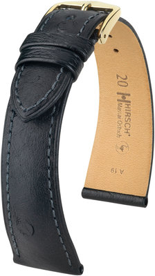 Zwart leren band Hirsch Massai Ostrich L 04362050-1 (Struisvogelleer) Hirsch selectie