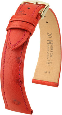 Rode leren riem Hirsch Massai Ostrich L 04362020-1 (Struisvogelleer) Hirsch selectie