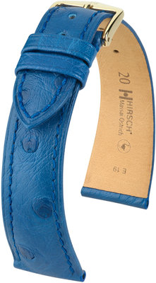 Blauw leren band Hirsch Massai Ostrich L 04362085-1 (Struisvogelleer) Hirsch selectie