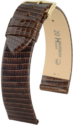 Donkerbruine leren band Hirsch Lizard XL 01766210-1 (Lizard leer)