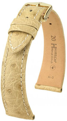 Beige lederen band Hirsch Massai Ostrich L 04262090-1 (Struisvogelleer) Hirsch Selection