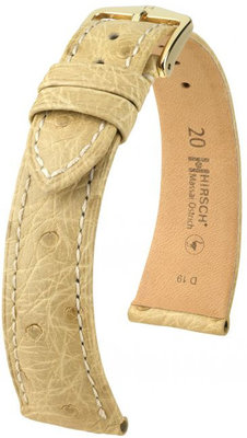 Beige lederen band Hirsch Massai Ostrich M 04262190-1 (Struisvogelleer) Hirsch Selection