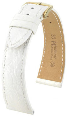 Wit Leren Riem Hirsch Echt Croco M 01808100-1 (Krokodillenleer) Hirsch Selection