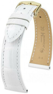 Witte leren band Hirsch London L 04207000-1 (Alligatorleer) Hirsch Selection