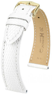 Witte leren riem Hirsch London L 04266000-1 (hagedissenleer) Hirsch Selection