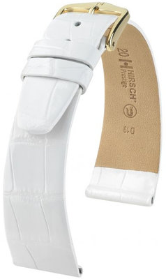 Witte leren band Hirsch Prestige L 02207000-1 (Alligatorleer) Hirsch Selection