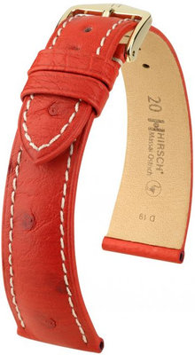 Rode leren riem Hirsch Massai Ostrich L 04262021-1 (Struisvogelleer) Hirsch Selection