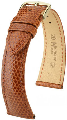 Bruine leren riem Hirsch London L 04266070-1 (hagedissenleer) Hirsch Selection