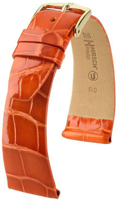 Oranje leren band Hirsch Prestige L 02207077-1 (Alligatorleer) Hirsch Selection