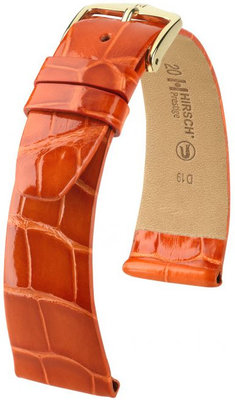 Oranje leren band Hirsch Prestige M 02207177-1 (Alligatorleer) Hirsch Selection