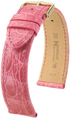 Roze leren band Hirsch Genuine Croco L 01808025-1 (Krokodillenleer) Hirsch Selection