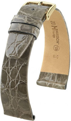 Grijze leren band Hirsch Prestige L 02208030-1 (Krokodillenleer) Hirsch Selection