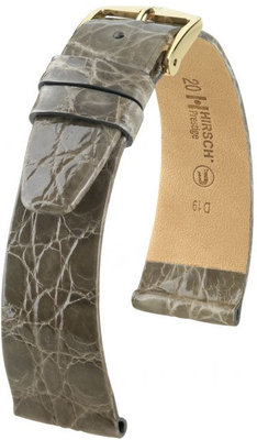 Grijze leren band Hirsch Prestige M 02208130-1 (Krokodillenleer) Hirsch Selection