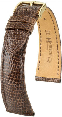 Donkerbruin lederen band Hirsch London M 04266110-1 (Lizard leather) Hirsch Selection