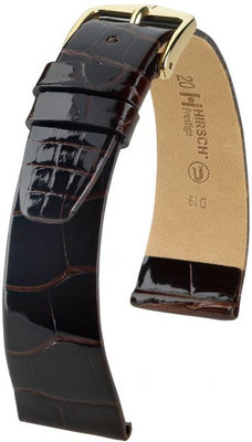 Donkerbruine leren band Hirsch Prestige L 02207010-1 (Alligatorleer) Hirsch Selection