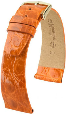 Donker oranje leren band Hirsch Prestige M 02208176-1 (Krokodillenleer) Hirsch Selection