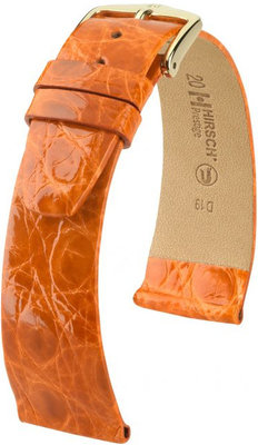 Donker oranje leren band Hirsch Prestige M 02308176-1 (Krokodillenleer) Hirsch Selection