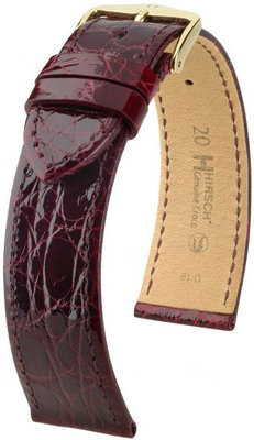 Bordeaux lederen band Hirsch Genuine Croco L 01808060-1 (Krokodillenleer) Hirsch Collectie