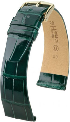 Groene leren band Hirsch Prestige M 02307141-1 (Alligatorleer) Hirsch Selection