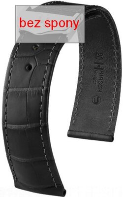 Zwart leren band Hirsch Voyager 07107459-2 (Alligatorleer)