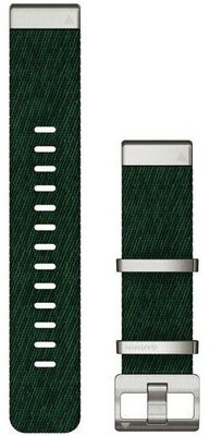 Garmin QuickFit band 22mm, nylon, groen, zilveren gesp (Fenix 7/6/5, Epix 2, etc.)