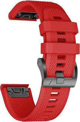 QuickFit band 22mm, silicone, rood, zwarte gesp (Garmin Fenix 7/6/5, Epix 2, etc.)