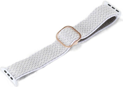 Bandje voor Apple Watch, nylon, wit, roségouden gesp (38/40/41 mm cases)