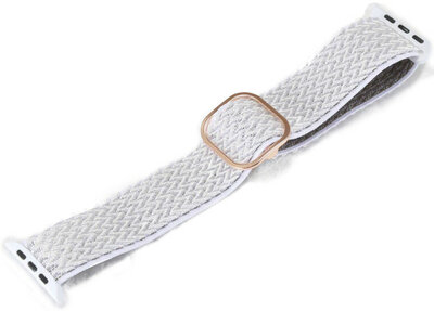 Bandje voor Apple Watch, nylon, wit, roségoudkleurige gesp (42/44/45 mm cases)