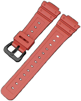 Bandje voor Casio G-Shock, silicone, rood, zwarte gesp (voor modellen GA-2100/GA-2110, DW-5600, GW-6900)