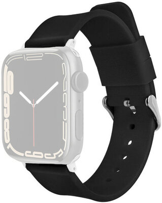 Bandje voor Apple Watch, siliconen, zwart, zilveren gesp (38/40/41 mm cases)