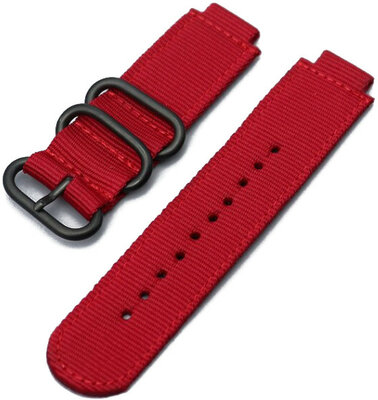 Riem voor Casio G-Shock, nylon, rood, zwarte gesp (voor modellen GM-110/GA-2100, GA-110, DW-5600)