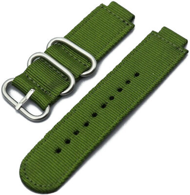 Riem voor Casio G-Shock, nylon, groen, zilveren gesp (voor modellen GM-110/GA-2100, GA-110, DW-5600)